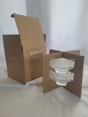 Nespresso Barista Glass Dessert Bowls - Clear Ribbed (2Total)